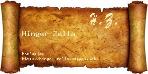 Hinger Zella névjegykártya